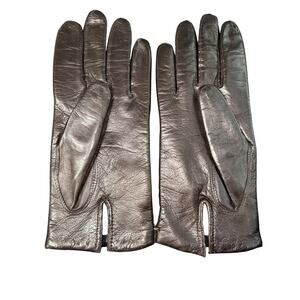 Vintage Sz 7 1/2 Brown Nappa Leather Wrist Driving Gloves Acrylic Lining Italy